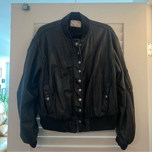 Free People vegan leather bomber jacket